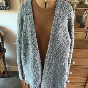 Hollister Soft Gray Bouclé Open-Front Cardigan